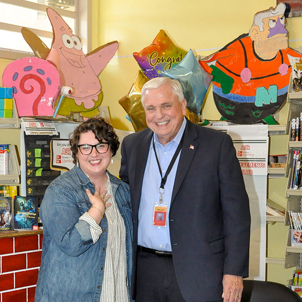 Jessie Storrs posing with Superintendent Gordon