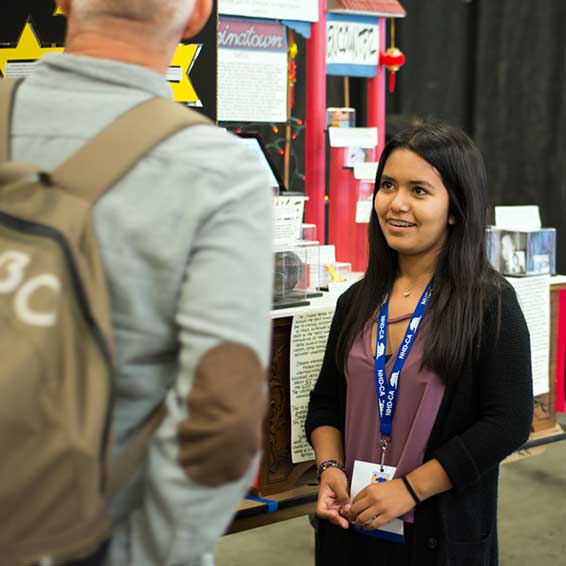 Student talking about her project