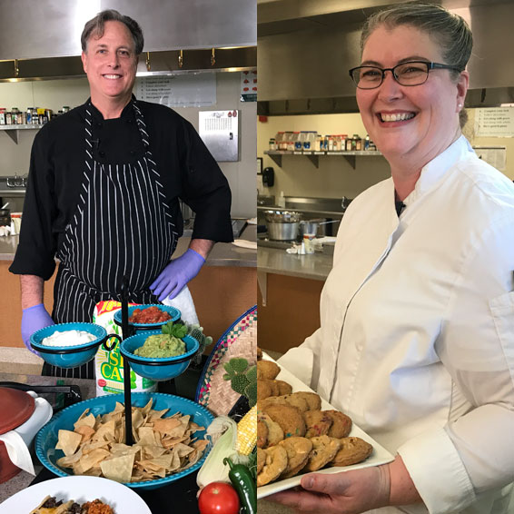 Chefs Hazelton and Carissa in their kitchens