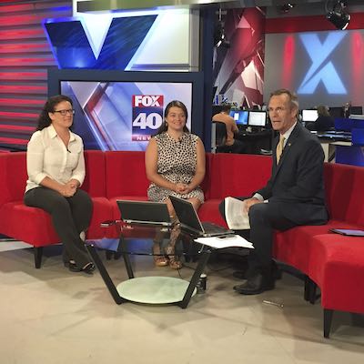 Stephanie Smith, Jennifer Ruby being interviewed by Paul Robins on the KTXL 40 News set.
