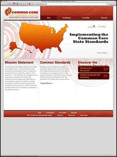 Common Core website screenshot