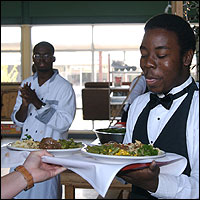 Student server with tray