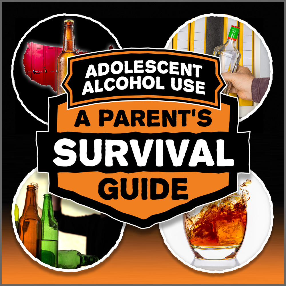 Logo with the words adolescent alcohol use, a parent's survival guide. 
