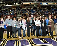 Teachers of the Year 2011 posing center court at Power Balance Arena
