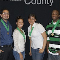 Students wearing medals