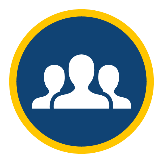 Three silhouettes of people