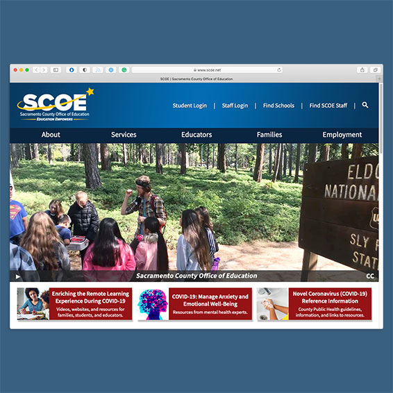 Screenshot of new SCOE website homepage