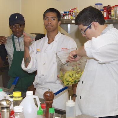 Students preparing food