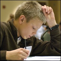 Closeup of student taking test