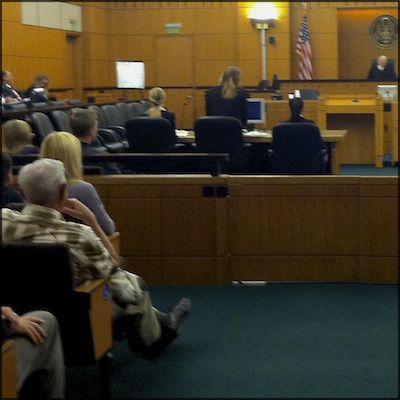 Students competing in courtroom
