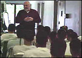 Jules Gruen speaking to students