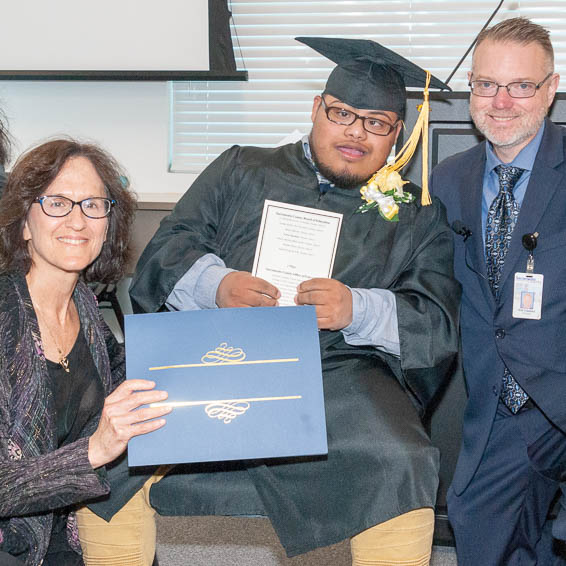 Student receiving certificate of completion