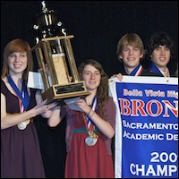 Bella Vista students with trophy and champion banner