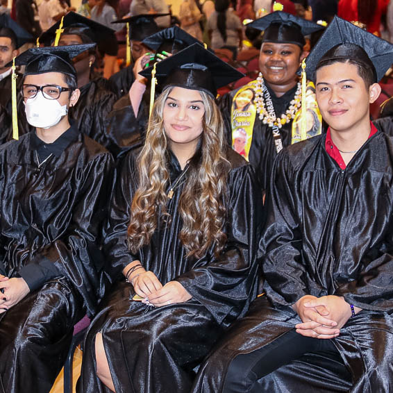 Graduates wearing caps and gowns