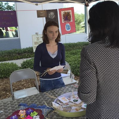 Student selling crafts