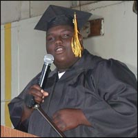 Graduate making a passionate speech