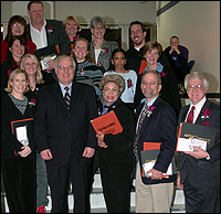 Group of teachers posing on stairs