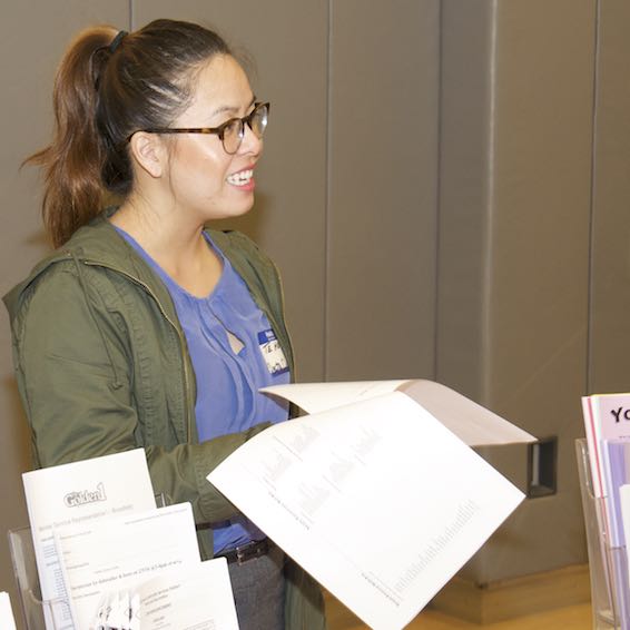 Adults talking about resources with Juvenile Court School students