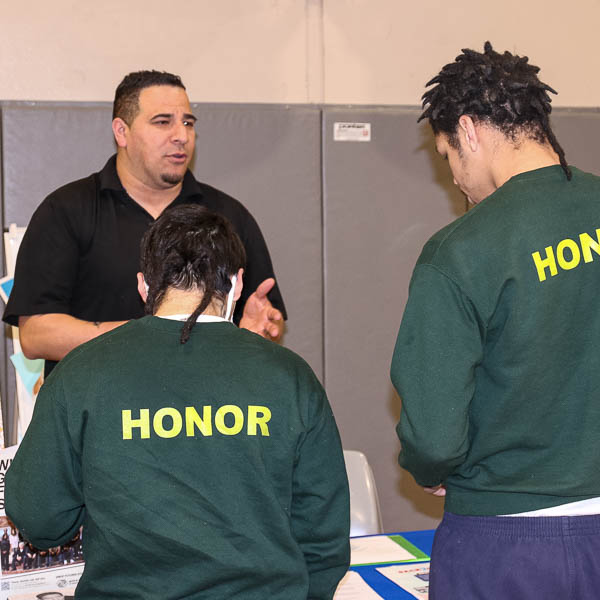 Students getting information at career fair