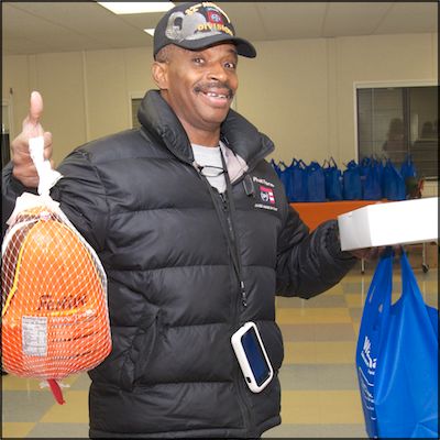 Parent holding turkey