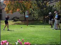 Golfer swinging