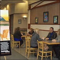 Visitors enjoying art display