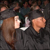 Students in caps and gowns