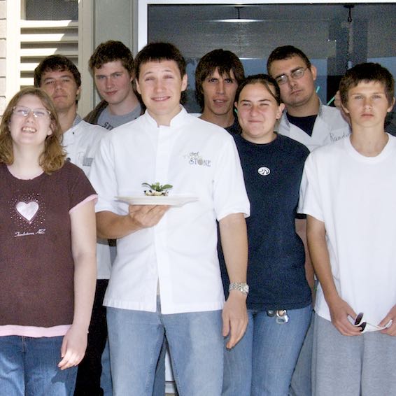 Chef Tyler Stone with students