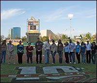 Teachers on baseball field