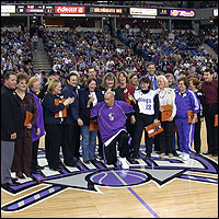 Group of teachers posing on-court