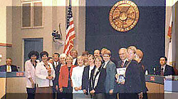 Large group posing with award recipients