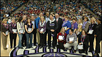 Teachers posting at center court