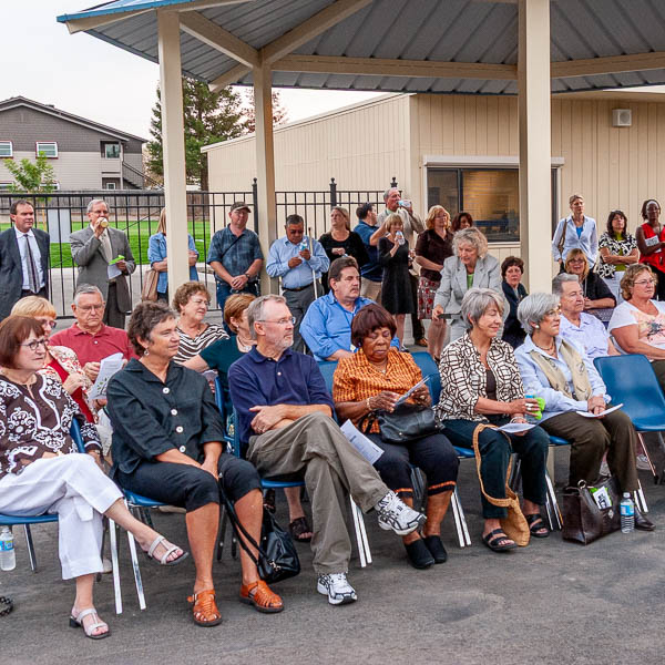 Audience seated outdoors