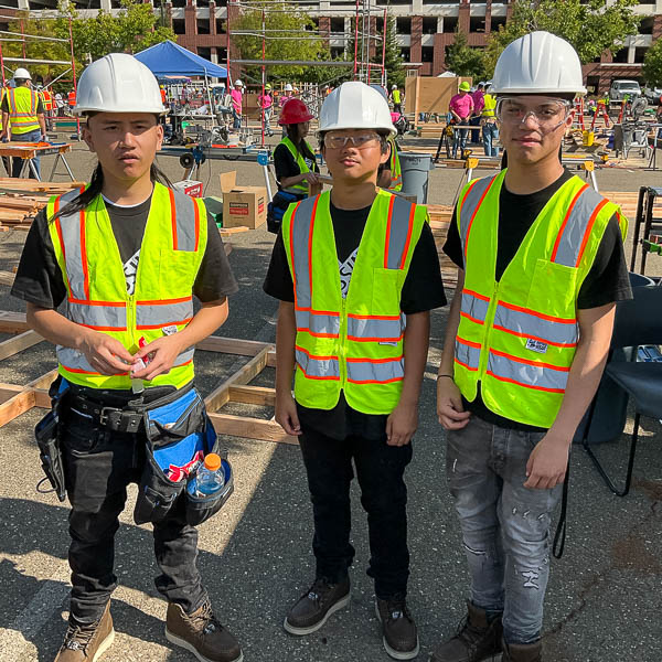 Construction students posing