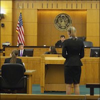 Student addressing judge