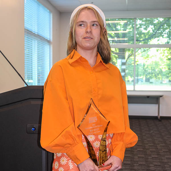 Kay Stout holding trophy