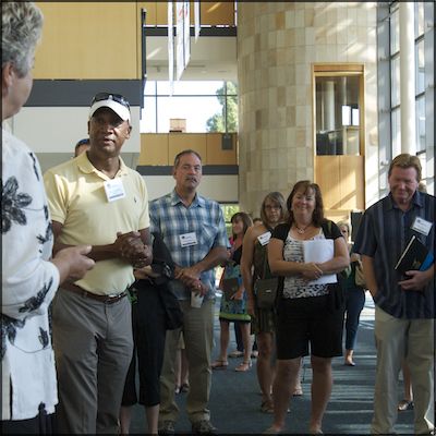 Teachers standing in lobby of Mondavi Center