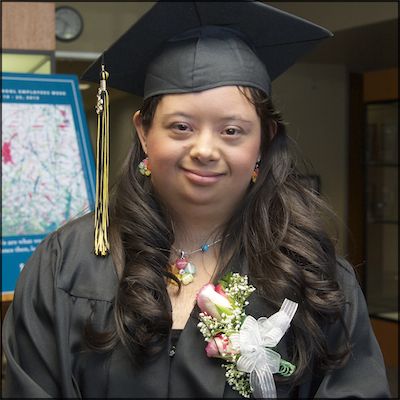 Student wearing cap and gown