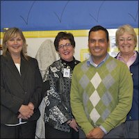 Principal Lauren Roth, Assistant Superintendent Robin Pierson, Ben Diaz, and Deputy Superintendent Sue Stickel.