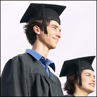 Graduates wearing caps and gowns