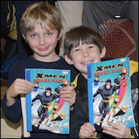 Students holding X-Men Power Pack books