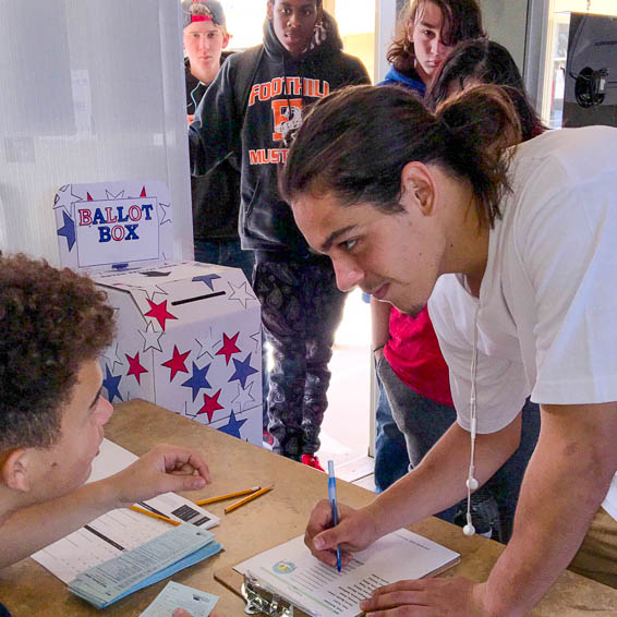 Students signing in to vote