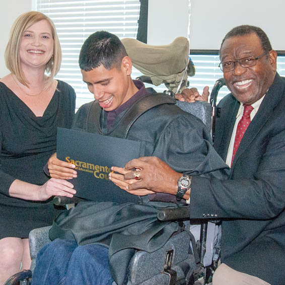 Student receiving certificate