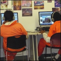 Students seated in front of computers