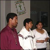 Group of students listening to speaker