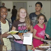 Students with books