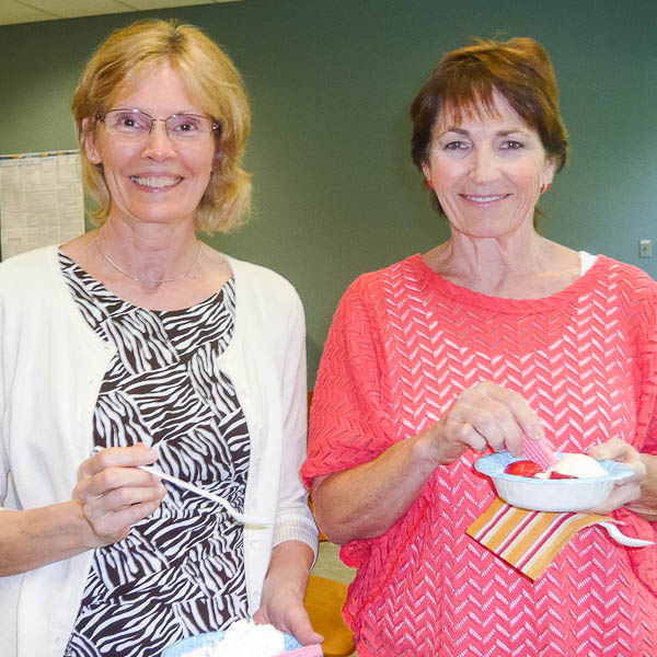 Staff eating ice cream