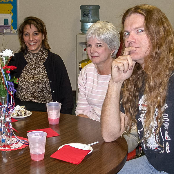 Staff eating cake