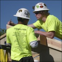 Students on roof measuring