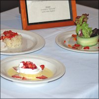 Plated food on display